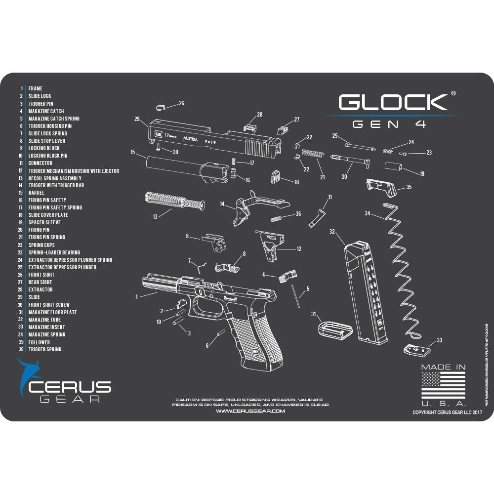 Cerus Gear 12x17 Glock Gen 4 Schematic Promat Gray