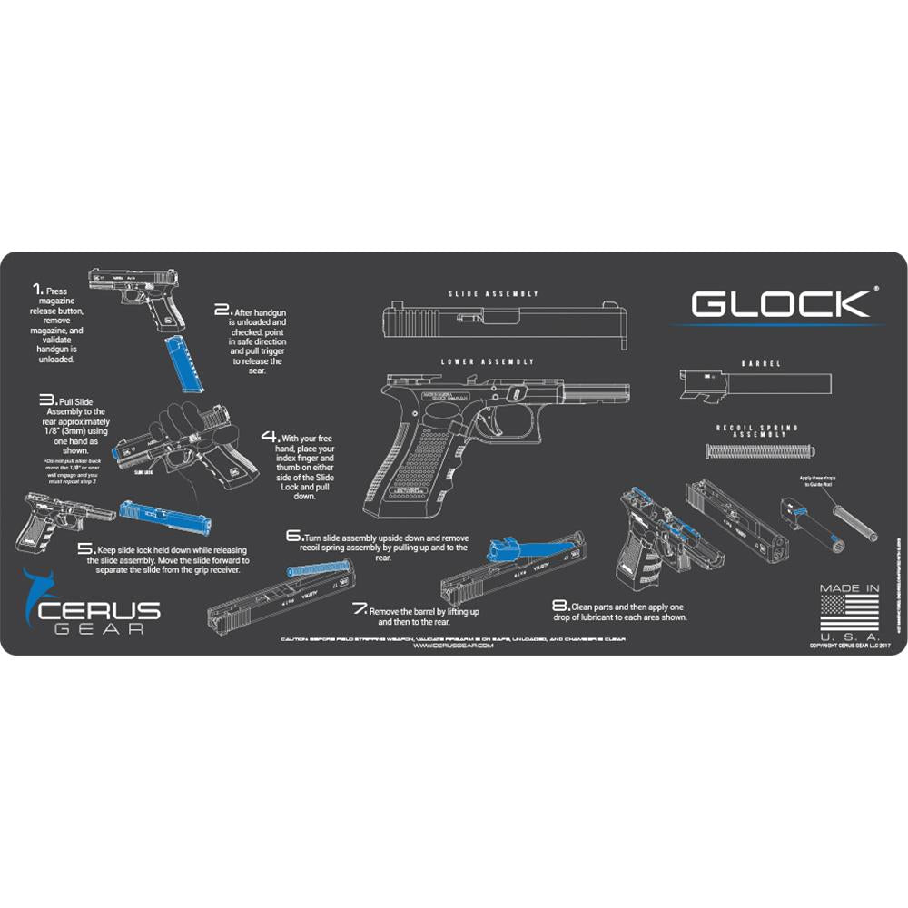 Cerus Gear 12x27 Glock Instructional Promat Gray - Field Strip Guide
