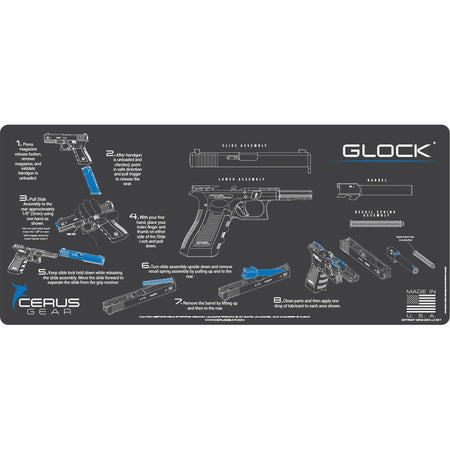 Cerus Gear 12x27 Glock Instructional Promat Gray - Field Strip Guide