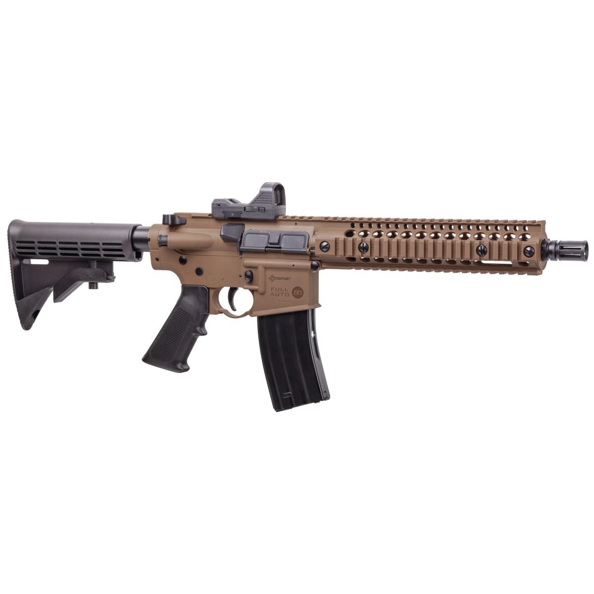 Crosman Full Auto R1 BB Air Rifle CO2 Powered Dark Earth with Red Dot Sight