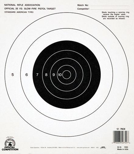 Champion Official NRA B-16 25 Yard Slow Fire Pistol Targets 12-Pack