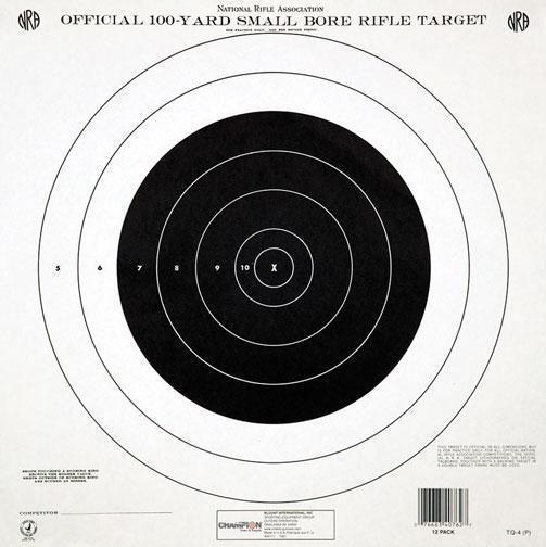 Champion Official NRA Paper Targets GTQ-4(P) 100yd Small Bore Rifle Single Bull 12-Pack