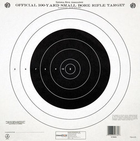 Champion Official NRA Paper Targets GTQ-4(P) 100yd Small Bore Rifle Single Bull 12-Pack