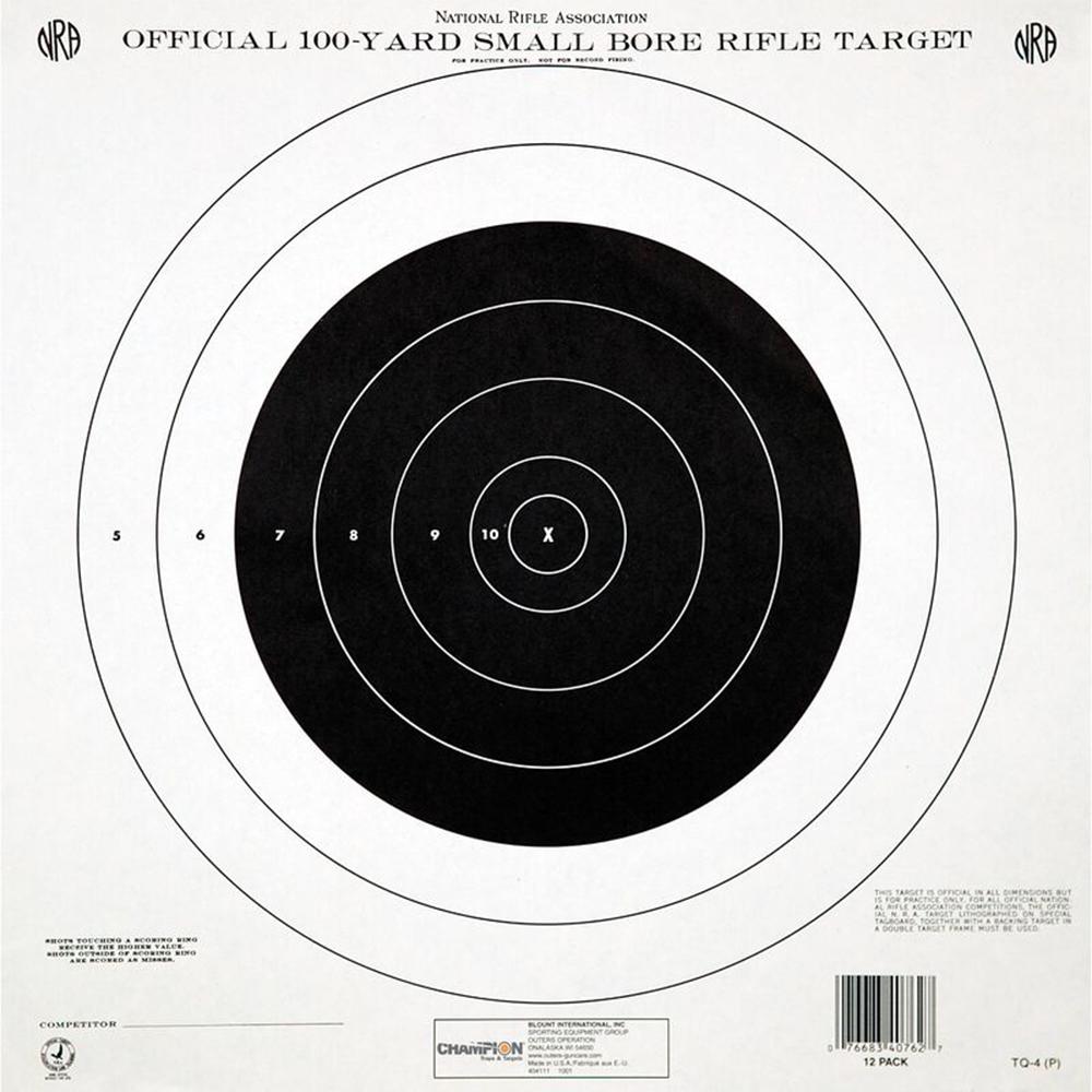 Champion NRA TQ-4(P) 100yd Small Bore Rifle Paper Targets 100ct