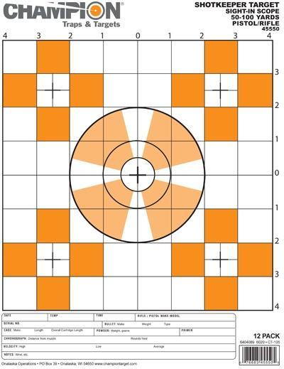 Champion ShotKeeper Orange Sight-In Small Shooting Targets - 12 Pack