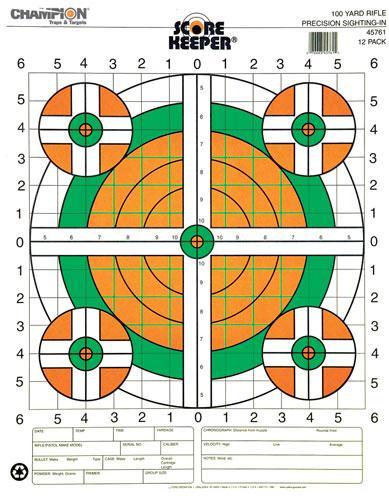 Champion Scorekeeper Fluorescent Orange & Green 100yd Rifle Sight-In Targets 100-Pack