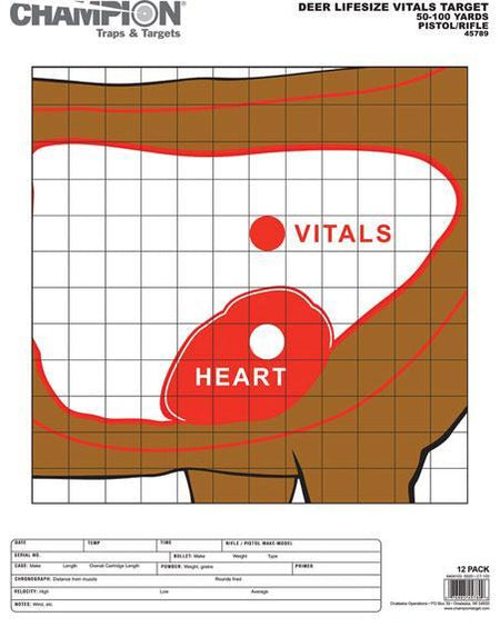 Champion Animal Paper Targets - Deer Vitals 12 Pack