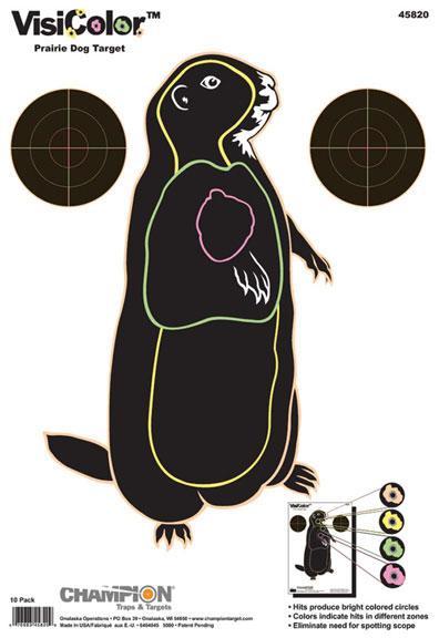 Champion VisiColor High-Visibility Prairie Dog Paper Targets 11"x16" 10-Pack
