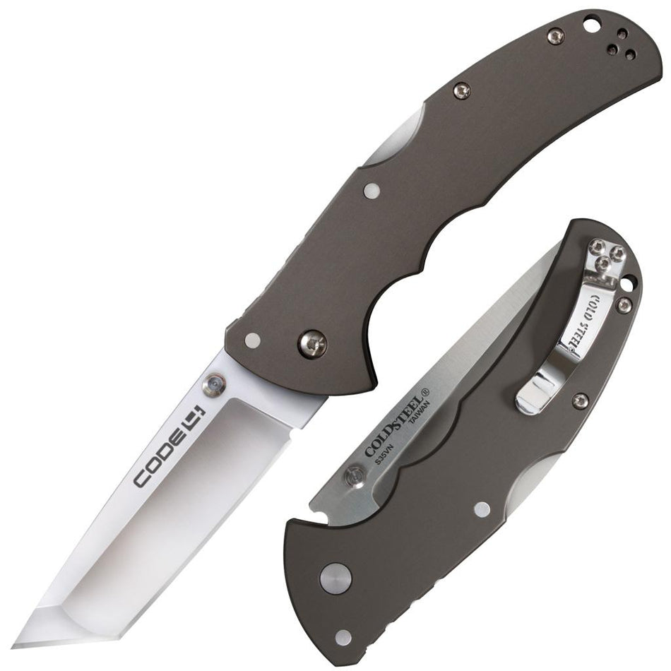Cold Steel Code-4 Tanto Lockback Folding Knife 3.5" Satin Blade
