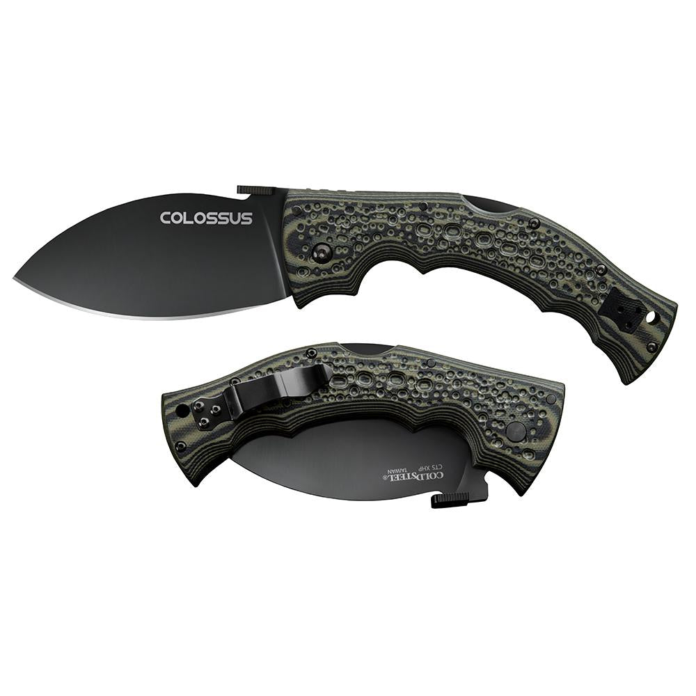 Cold Steel Colossus Folding Knife 4-Inch Leaf Blade XHP Steel Black DLC
