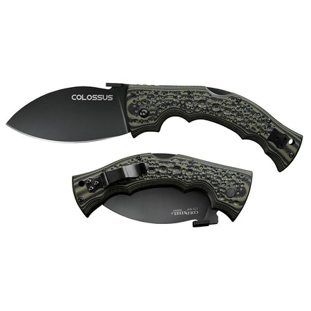 Cold Steel Colossus Folding Knife 4-Inch Leaf Blade XHP Steel Black DLC