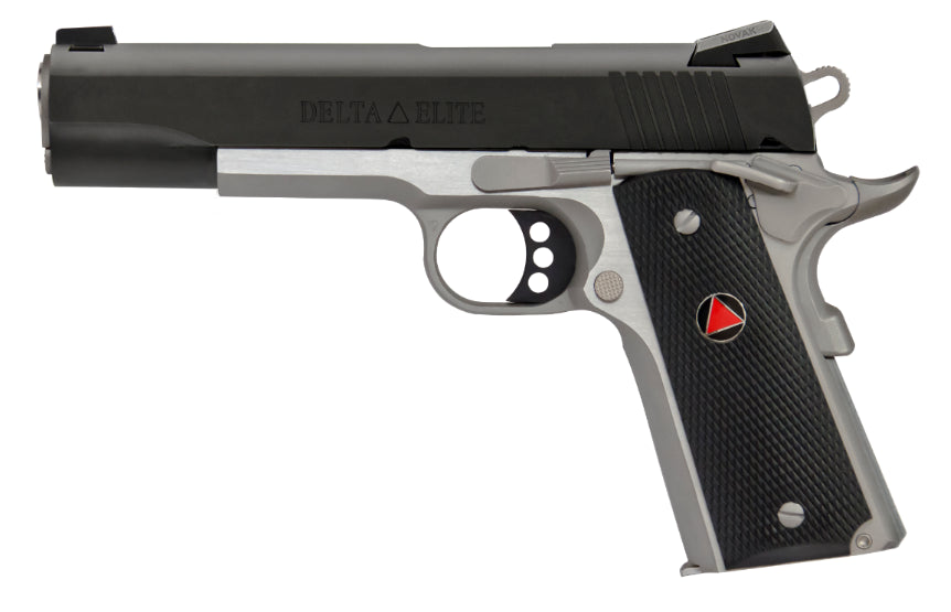 Colt Mfg O2020XETT 1911 Delta Elite 10mm Auto Caliber with 5" Barrel, 8+1 Capacity, Stainless Steel Finish Frame, Serrated Black Carbon Steel Slide & Black Polymer with Integrated Delta Medallion Grip