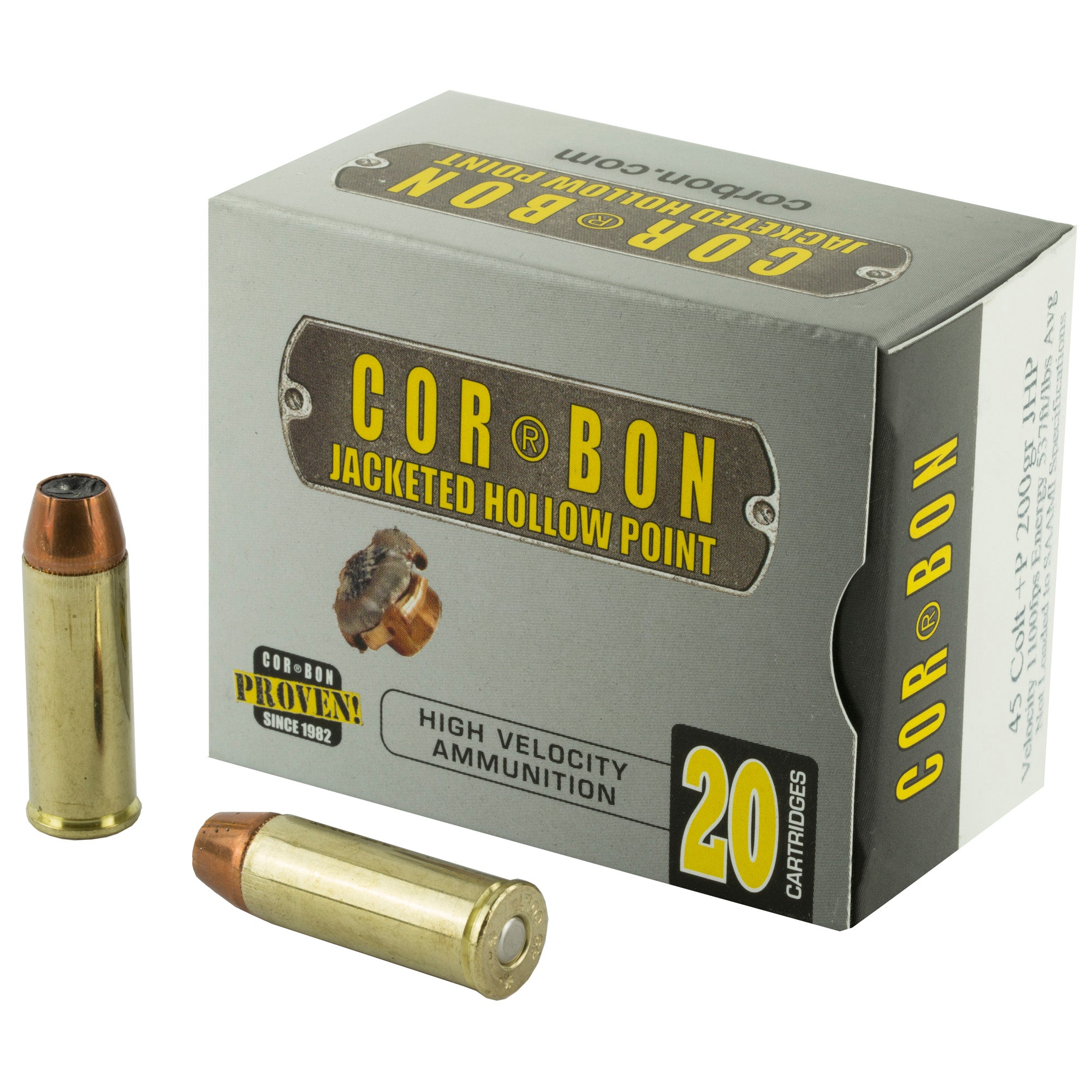 Cor-Bon 45C200 Self Defense +P Jacketed Hollow Point JHP 200 Grain .45 Long Colt