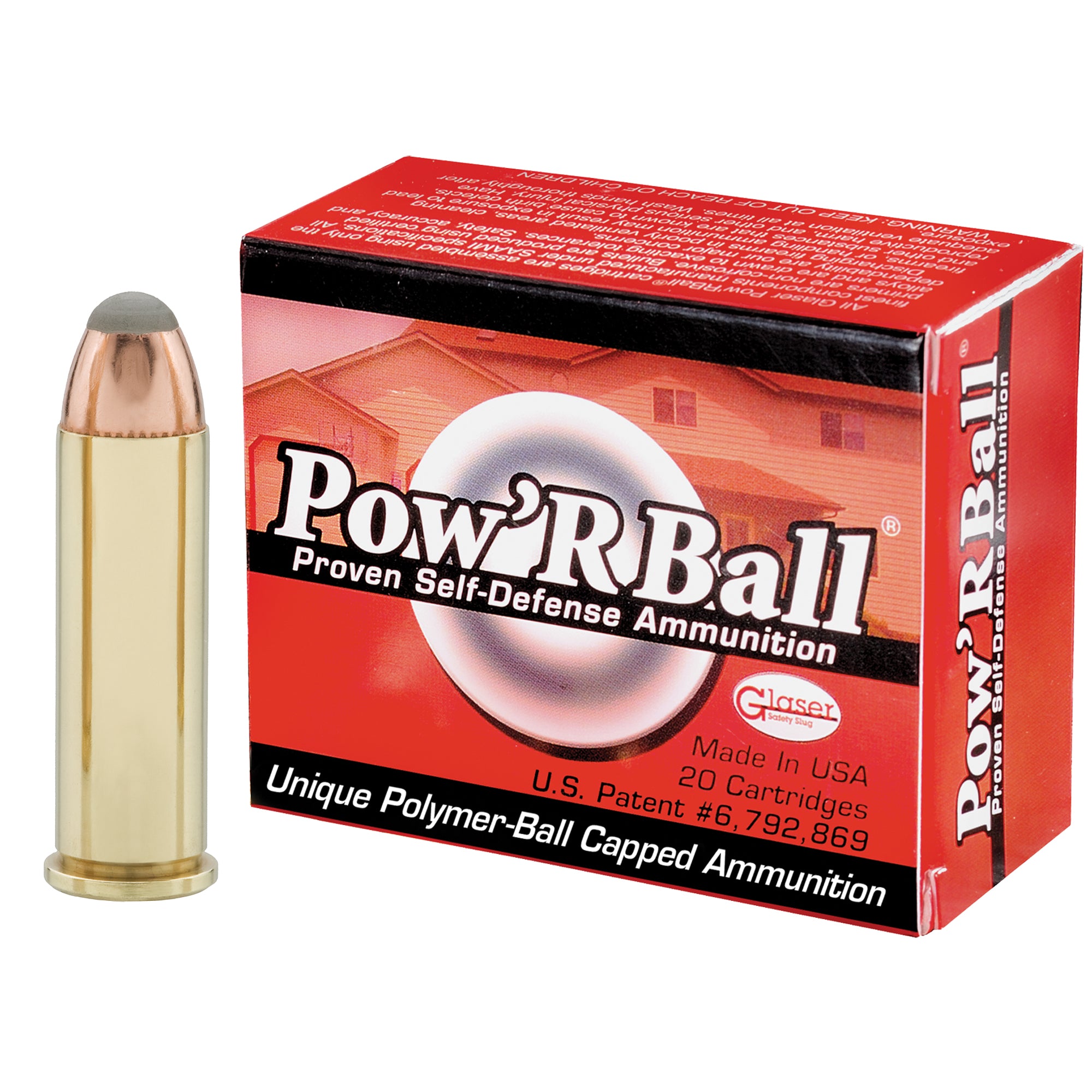 Glaser PB3810020 Pow'rball +P Jacketed Hollow Point JHP 100 Grain .38 Special