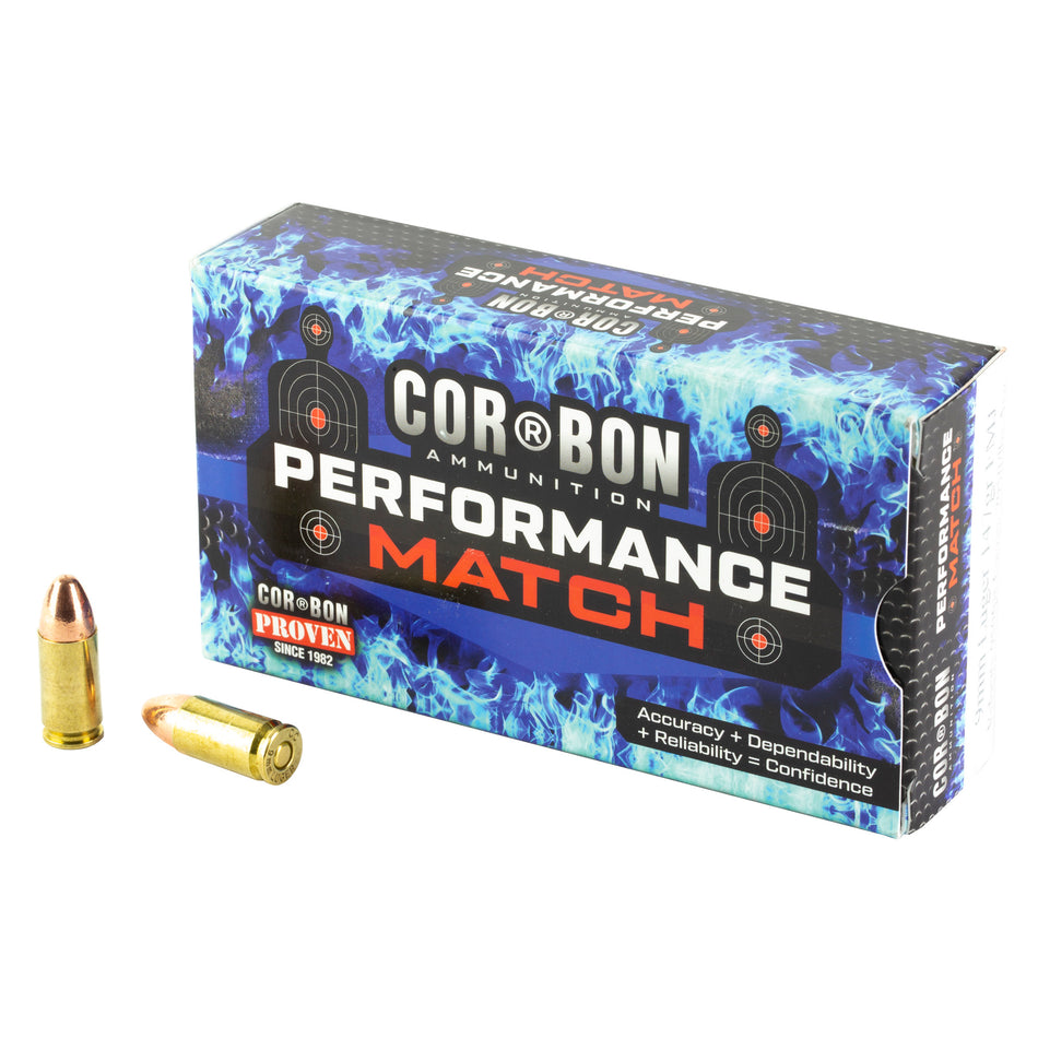 Cor-Bon Performance Match 9mm Luger / Parabellum 147 gr FMJ ammo