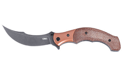 Columbia River Knife & Tool Ritual Compact Folding Knife, 3.33" 12C27 Blade, Stonewash Black, Assisted Opening, Micarta Handle, Brown 7465