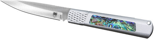 CobraTec Gideon Hidden Release 3" Abalone Insert Aluminum Handle Knife