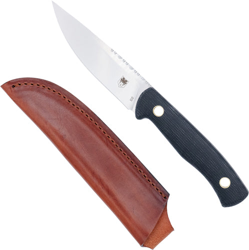 CobraTec Koonsman 4" Fixed Blade Black D2 Knife with Leather Sheath