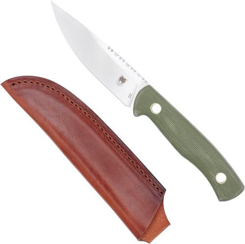 CobraTec Koonsman 4" Fixed Blade OD Green D2 Knife with Leather Sheath