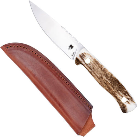 CobraTec Koonsman 4" Fixed Blade Stag Handle M390 Steel Knife with Leather Sheath