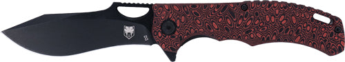 CobraTec Nighthawk Folder 3.62" Black D2 Blade with Red G-10 Handle