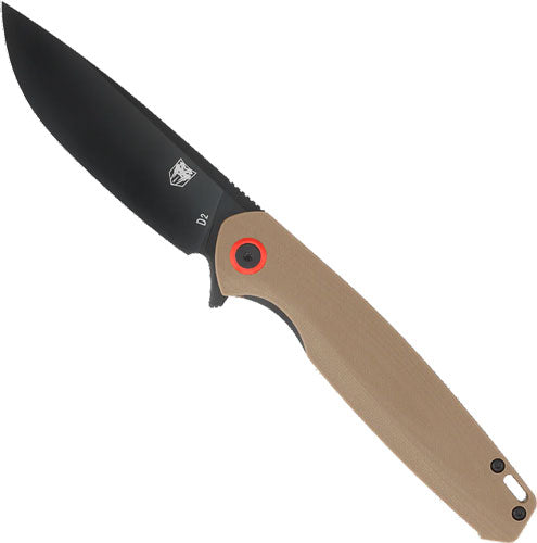CobraTec Rath 3.5" Folding Knife Brown Handle Black D2 Blade