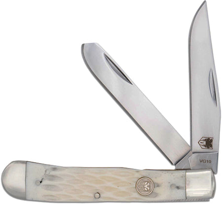 CobraTec Trapper Two Blade G-10 White Bone SS Slip Joint Knife
