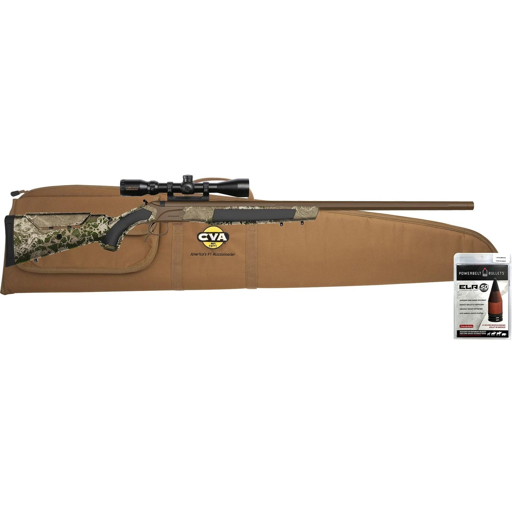 CVA Accura LR-X Muzzleloader Rifle .50 Cal Cerakote Patriot Brown KonusPro 4-12x44 IR BDC Scope