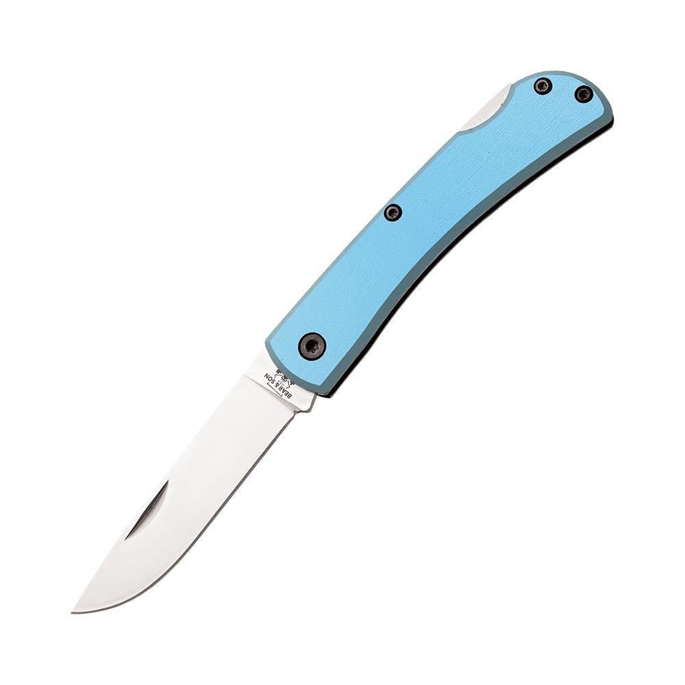 Bear & Son Locking Farmhand Folding Knife 2-3/4" Drop Point Blue with Pocket Clip