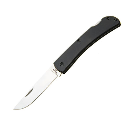 Bear & Son Large Locking Farmhand Folding Knife 3-5/8" Drop Point Black Aluminum Handle with Clip