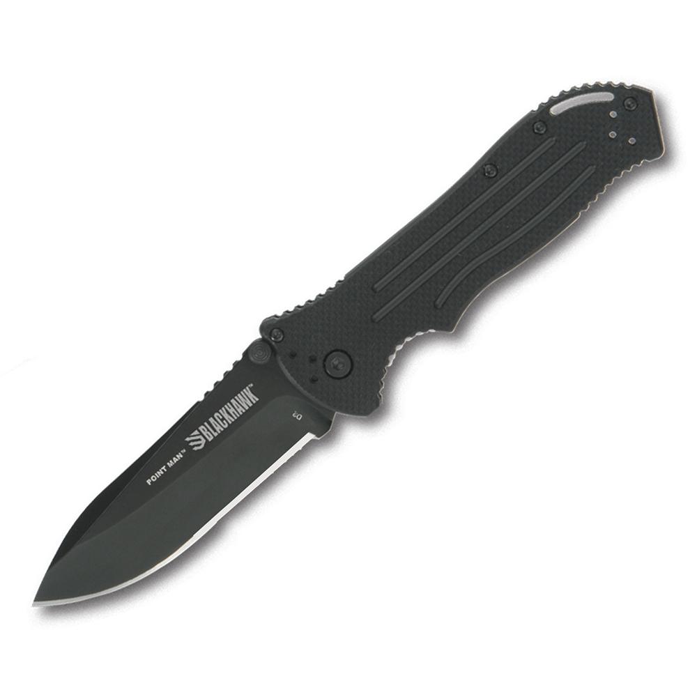 Bear & Son Blackhawk Point Man Sideliner Folding Knife 3-3/8" Drop Point D2 Steel Black G10
