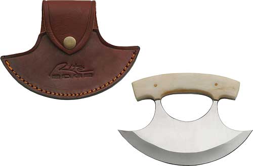 SZCO Rite Edge 6" Bone Handle Ulu Knife with Leather Sheath