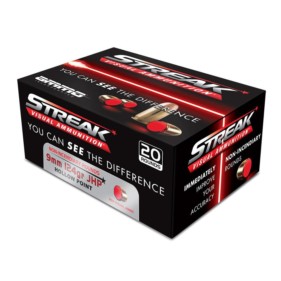 Ammo Inc Streak Visual (RED) Tracer 9mm Luger / Parabellum 124 gr JHP ammo