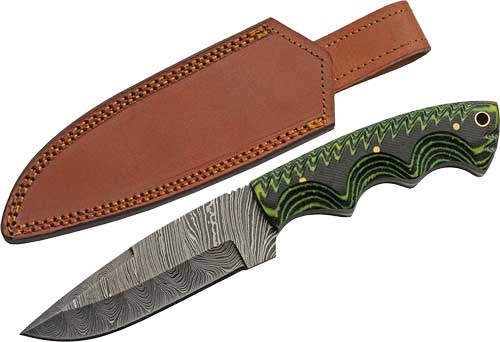 SZCO Rite Edge 5" Tree Ridge Micarta Damascus Camp Knife with Sheath