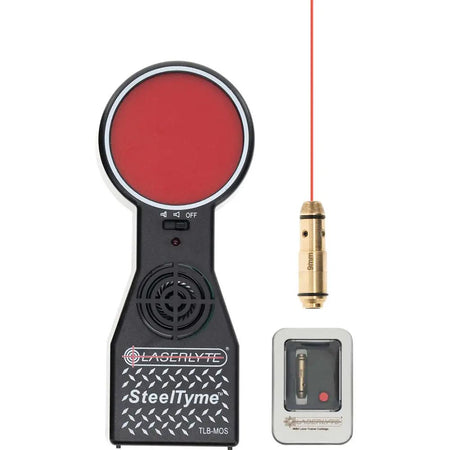 LaserLyte Steel Tyme 9mm Laser Trainer Cartridge Kit with Target, Black and Red 1215345