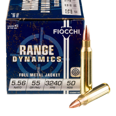 Fiocchi Range Dynamics 5.56mm NATO M193 Ammo 55 Grain Full Metal Jacket Boat Tail(FMJBT)