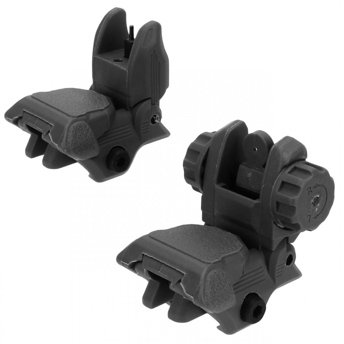 TacFire AR-15 45-Degree Same Plane Low Profile Pop Up Sights - Black Polymer