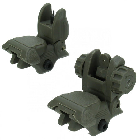 TacFire AR-15 45-Degree Same Plane Pop-Up Sights - OD Green Polymer