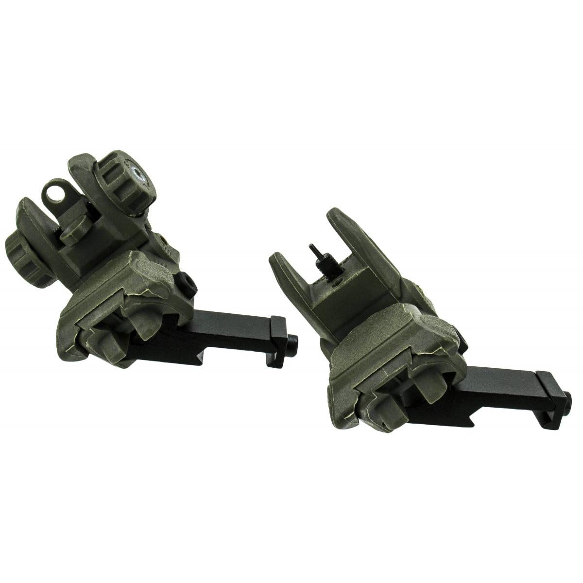 TacFire AR-15 45 Degree Low Profile Pop Up Iron Sights OD Green Polymer
