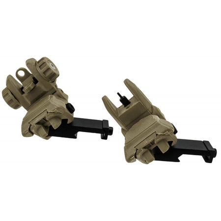 TacFire AR-15 45 Degree Pop-Up Iron Sights - Front & Rear BUIS Set - Tan