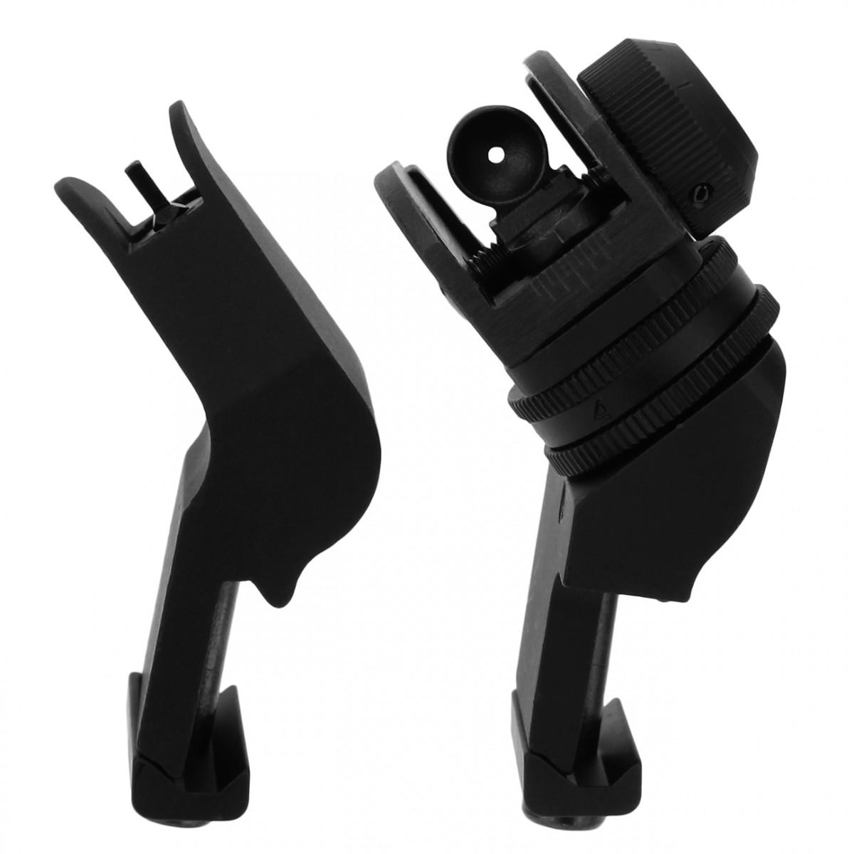 TacFire AR-15 45 Degree Rapid Transition Back Up Sights - Black Aluminum