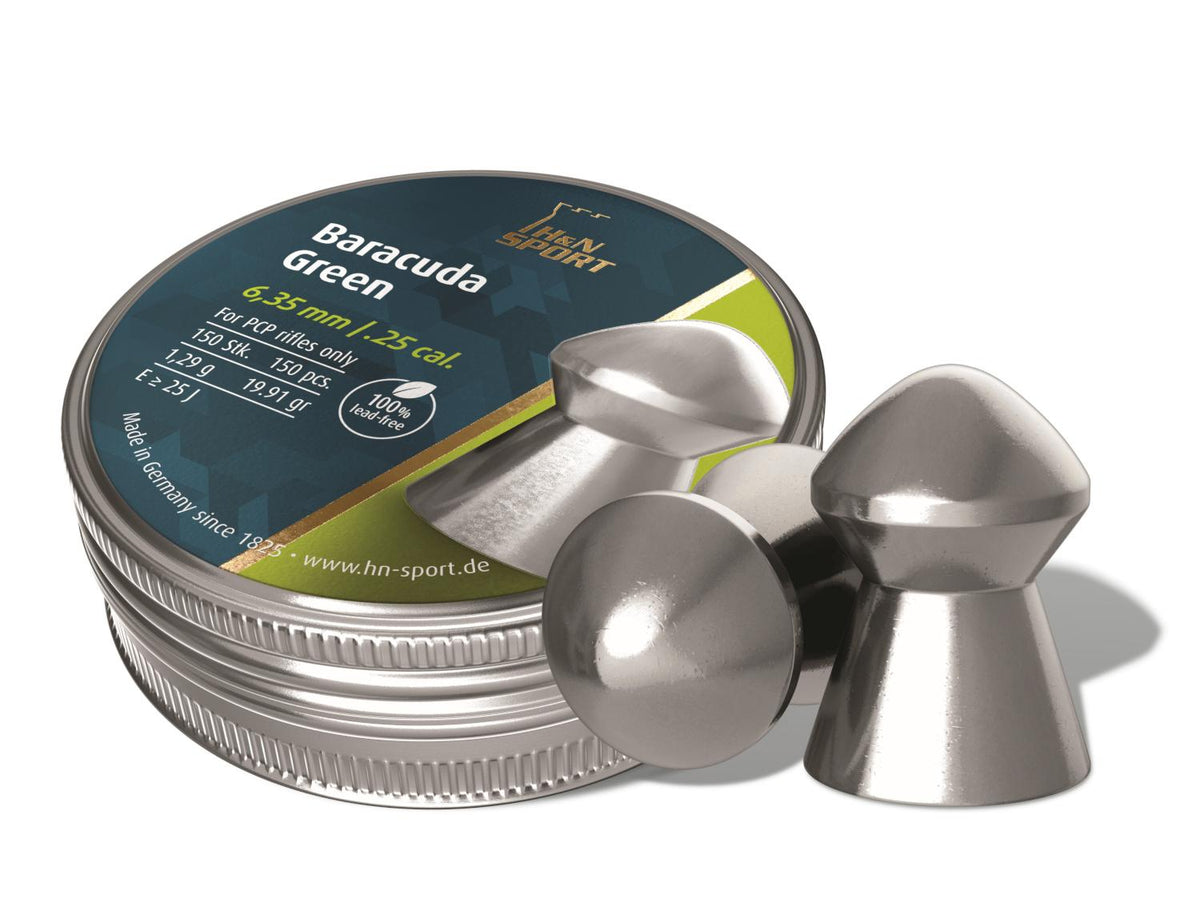 H&N Baracuda Green .25 Cal Airgun Pellets 150 Count