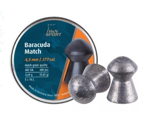 H&N Baracuda Match .177 Cal 4.50mm Head Size Pellets 400 Count