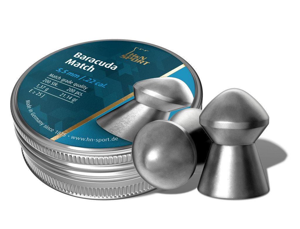 H&N Baracuda Match Lead Pellets .22 Cal 5.51mm Head Size 200 Count