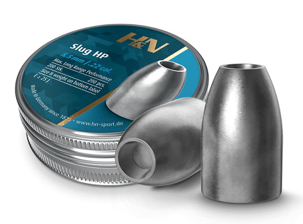 H&N Slug HP .22 Caliber 5.53mm Head 23gr Airgun Pellets 200 Count