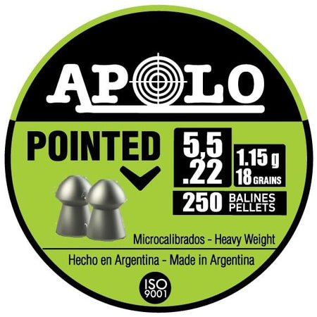 Hatsan Apolo Pointed Air Rifle Pellets .22 Cal 18gr 250-Count Tin