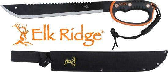Elk Ridge Machete 21.5" Blade with Sheath D-Handle Black/Stainless