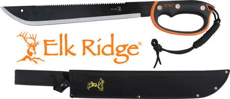 Elk Ridge Machete 21.5" Blade with Sheath D-Handle Black/Stainless