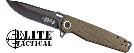 MC Elite Tactical Readiness 3.5" Drop Point Folding Knife FDE/Black