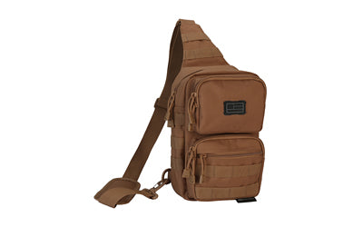 Evolution Outdoor Tactical Shoulder Sling Pack, MOLLE Webbing, Adjustable Padded Strap, Coyote, 51316-EV